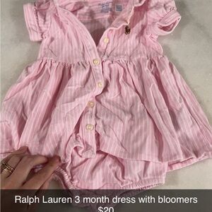 Ralph Lauren Pink Striped Baby Dress Set